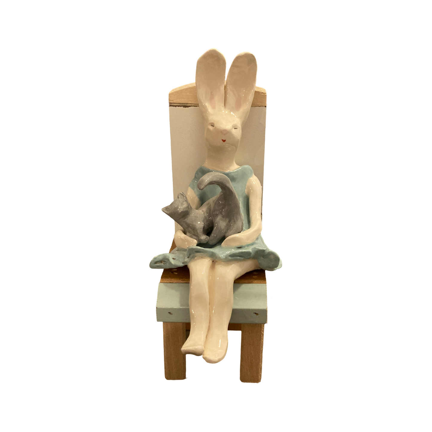 BUNNY WITH KITTEN SCULPTURE