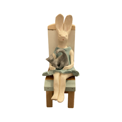 BUNNY WITH KITTEN SCULPTURE